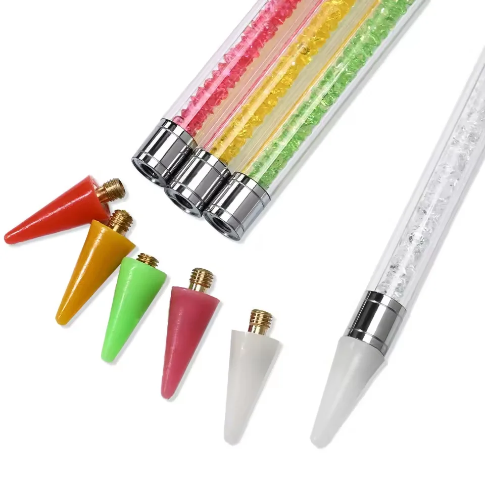 Bolígrafo de doble cabeza para recoger pedrería, lápiz de cera de cristal, herramienta auxiliar para decoración de uñas 5