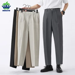 Pantalon slim imbibé pour homme, taille élastique, doux et formel, optique coréenne, vêtements de marque noire, grande taille 40 42, automne et hiver