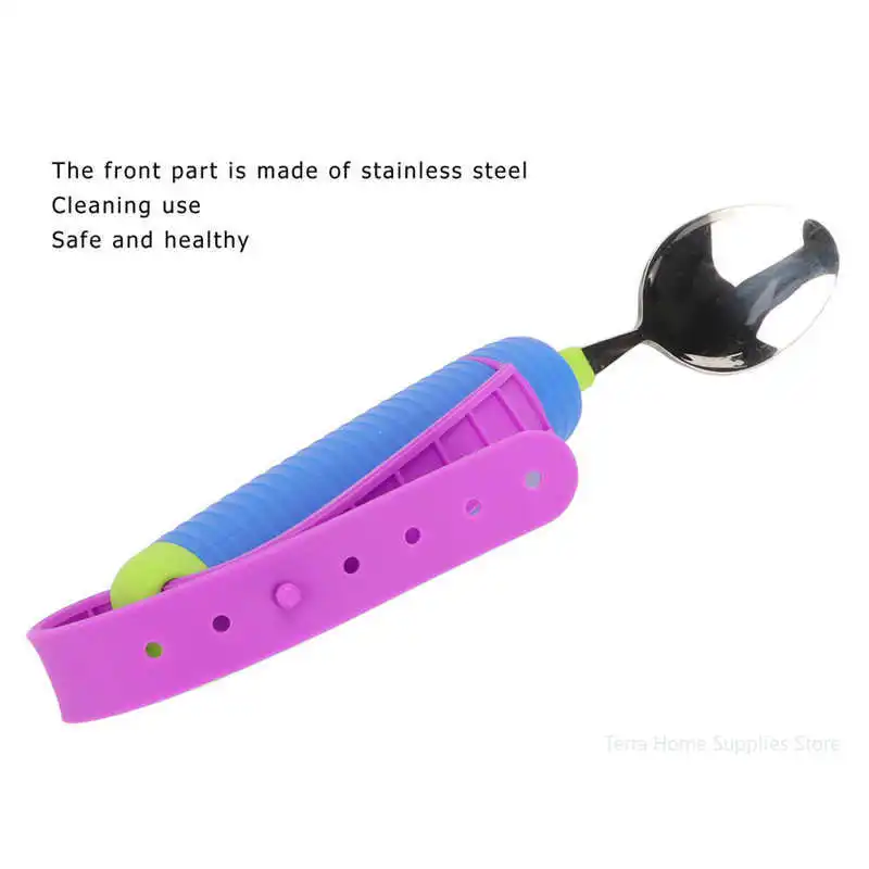 Disabled Feeding Adaptive Spoon Fork Utensil Rotatable Stainless Steel Adjustable Weighted Parkinsons Fork Spoon Eating Aid
