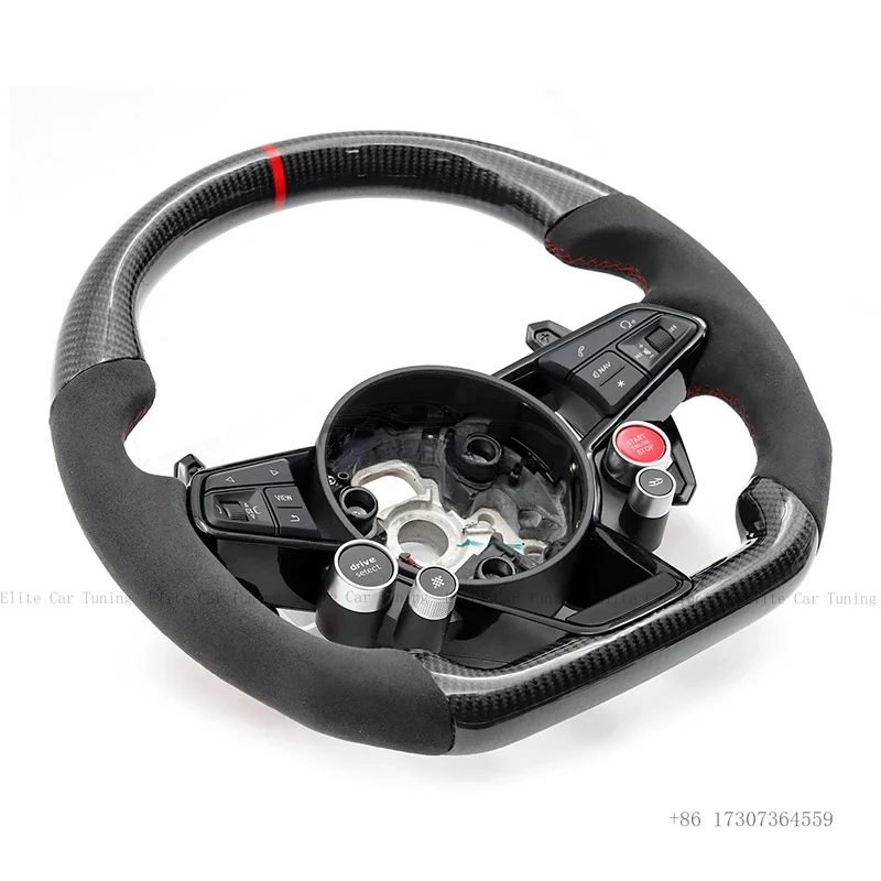 Car Sports Steering Wheel with Two Start Button Fit for AUDI A3 A4 A5 A6 A7 Q2 Q7 B8 S5 RS Q8 R8 RS3 RS6 RS7 TT TTS MK3 S3 S8