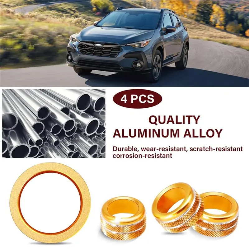 AB34-4Pcs Volume Tune Start Stop Button Ring Rear Mirror Knob Cover For Subaru Crosstrek Impreza 2024-2026