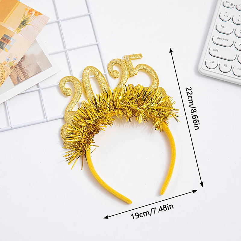 Letter 2025 Happy New Year Headband Glitter Crown Hair Hoop Christmas Headpiece Decorative Photographic Headwear Party Decor image 5
