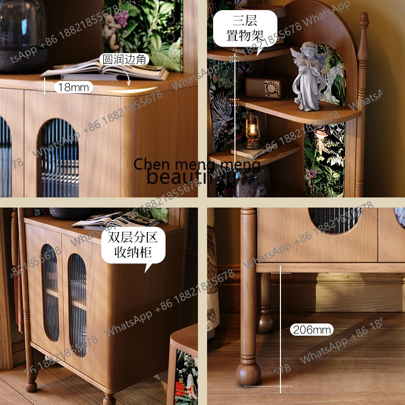 G153 Solid wood corner cabinet French antique living room corner shelf French retro, triangular bookshelf