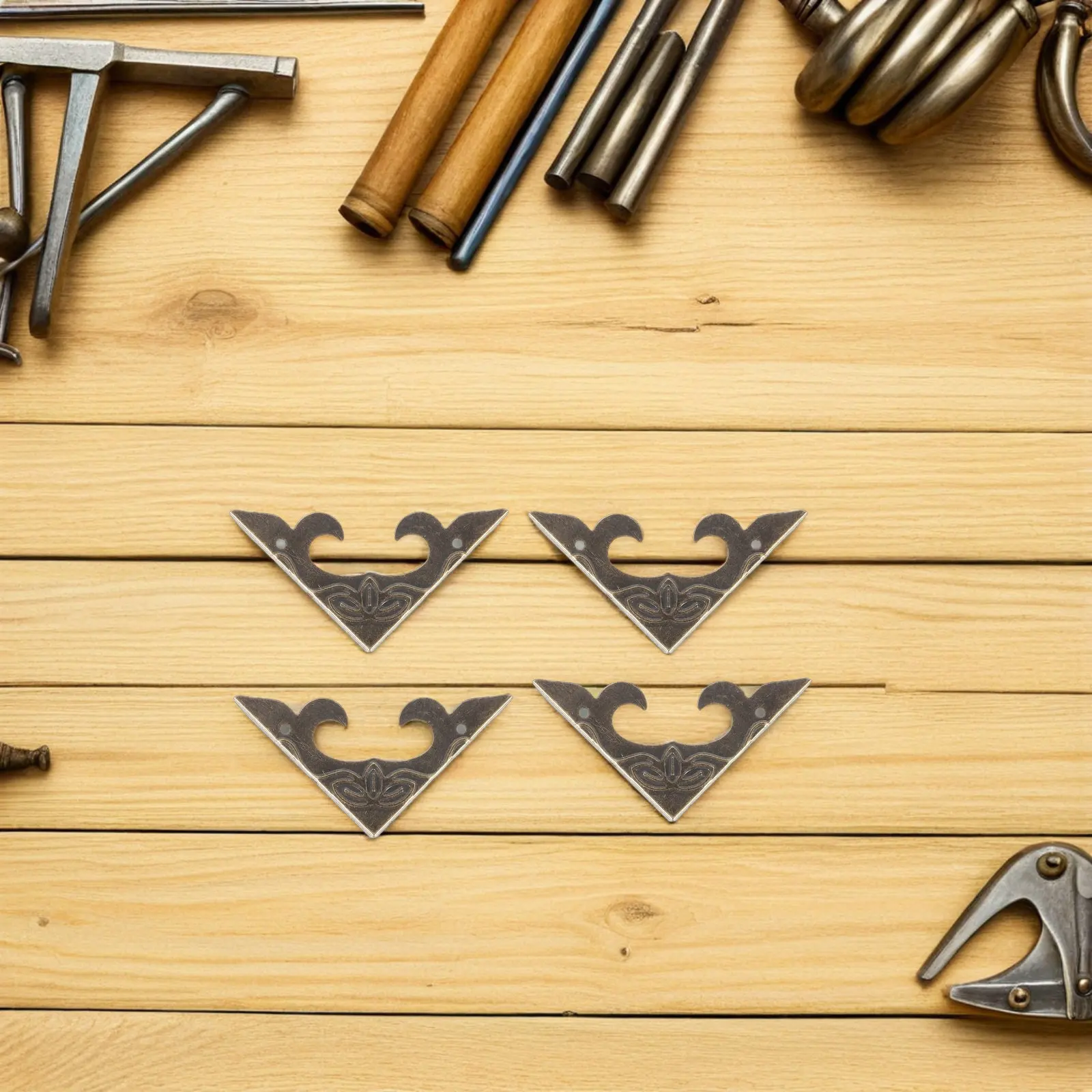 24Pcs Wood Box Corner Protectors Retro Metal Decorative Triangle Guards Vintage Jewelry Cabinet Edge Cover Furniture Corner