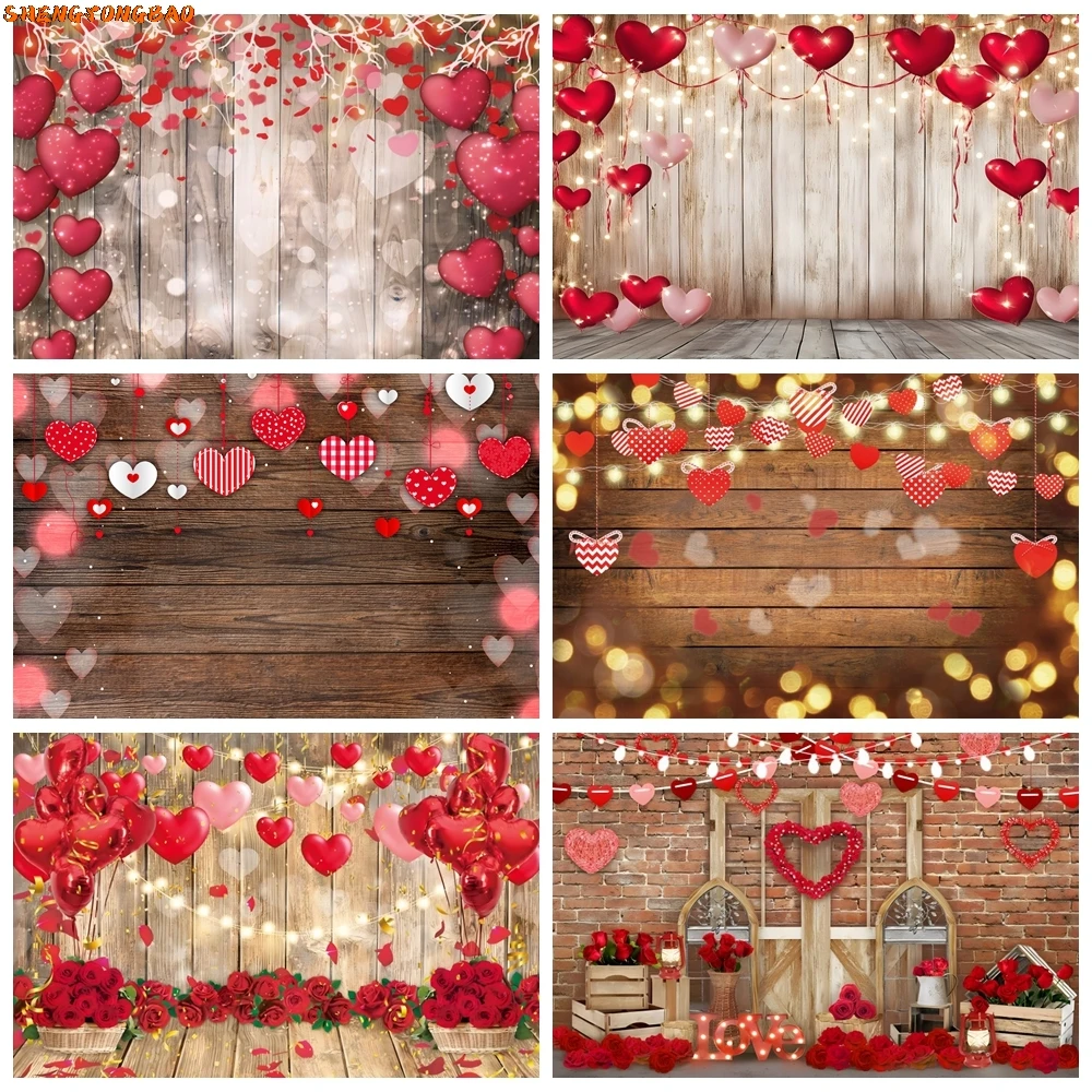14-de-fevereiro-dia-dos-namorados-pano-de-fundo-vermelho-rosa-amor-coracao-placa-de-madeira-balao-casal-retrato-festa-de-casamento-fotografia-fundo