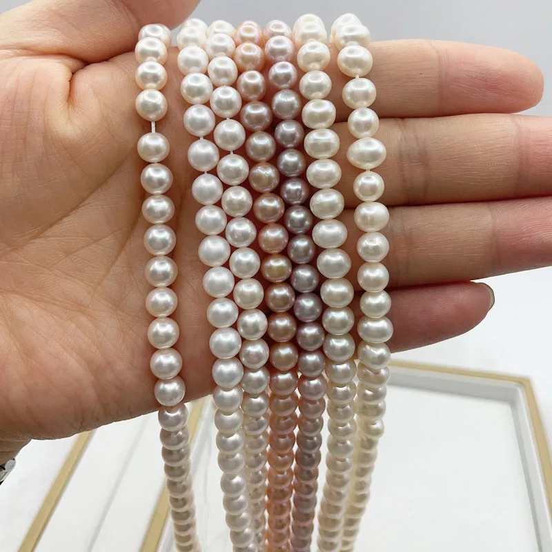 4A Zhuji Wholesale Cultured Freshwater Round Pearls Necklace 6.5-7mm High Quality Trendy Pearl Necklace for Women Girls Wedding