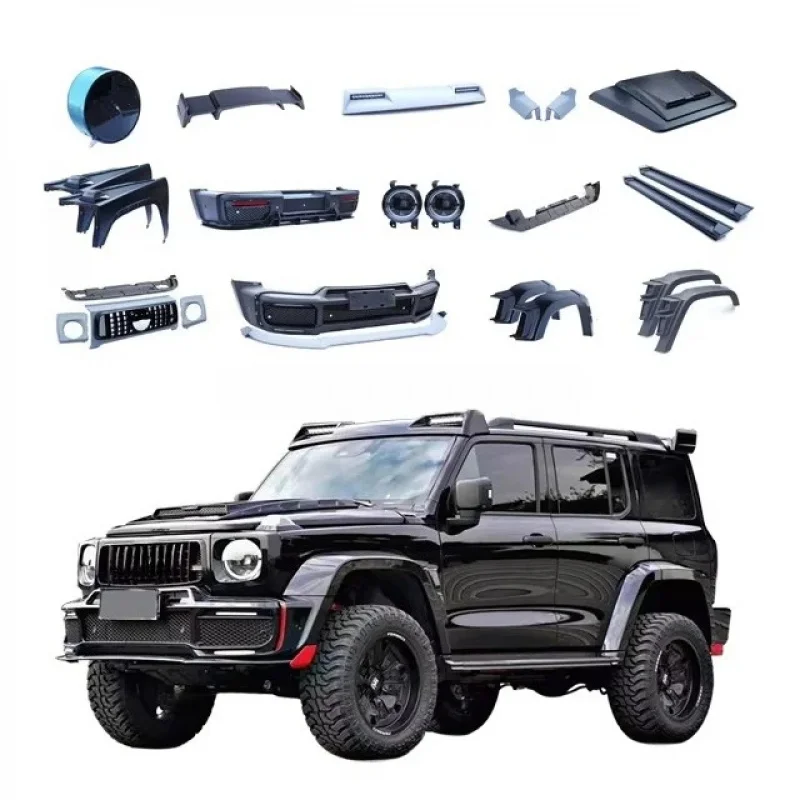 2024 New val Grille Hood Headlight Side Step Spoiler Fenders Front Rear Bumper Galactic Battleship Body Kit GWM 300