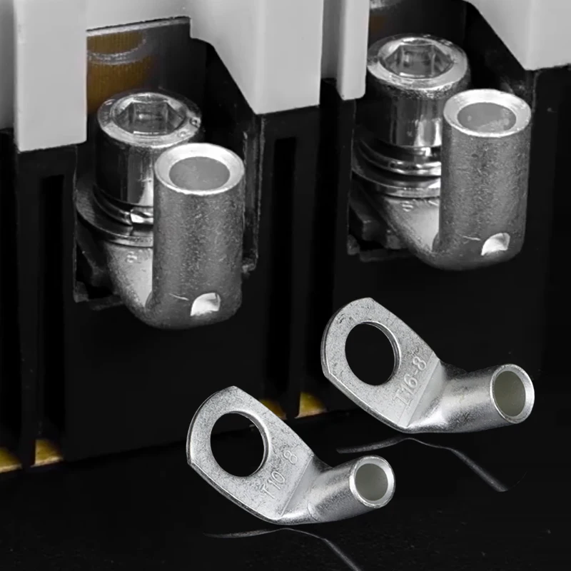 

2 - 50PCS T90 Series LT6/10/16/25/35/50/70/95 Cable Connector 90Degree Right Angle Lugs Copper Tubular Ring Crimp Wire Terminals