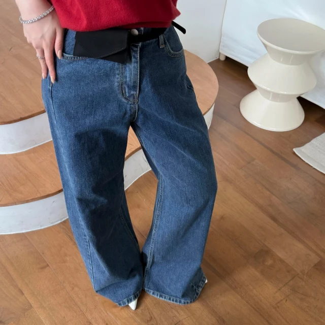 

Blue Straight Leg Jeans Women's Long Pants Leg Lengthening Versatile High Waist Casual Cotton Denim No Stretch Autumn 2025