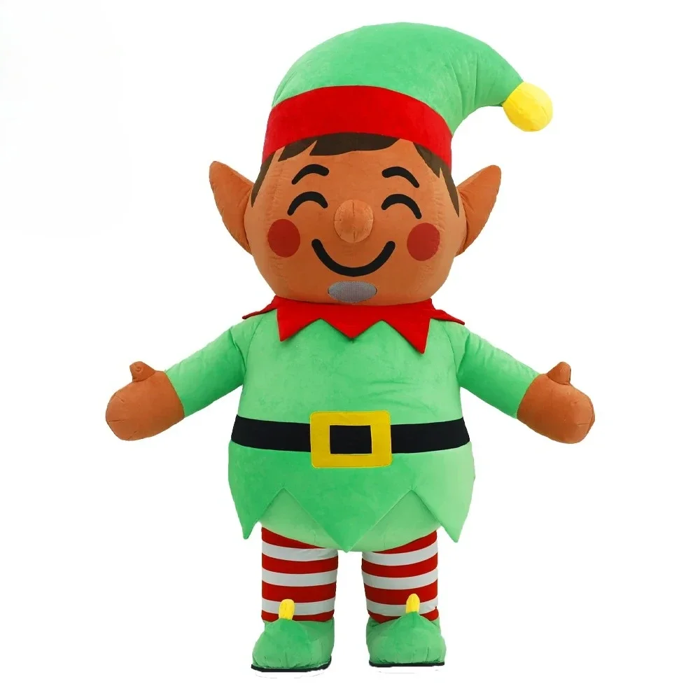 Kerstelf opblaasbaar kostuum mascotte parade volwassen karakter cosplay kerstfeest evenement pluche set geen batterij