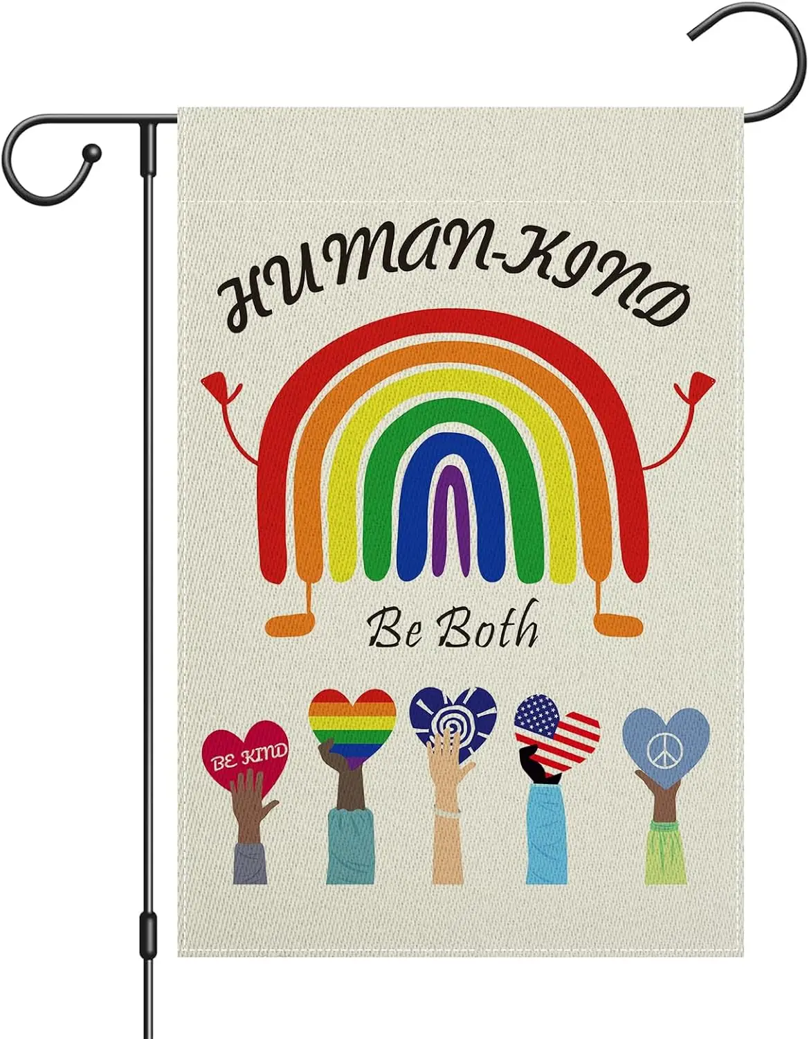Human Be Kind Garden Flag Double Sided 12x18 Inch Burlap Outside Sign Yard Flag Farmhouse Outdoor Decor YYD EEZ