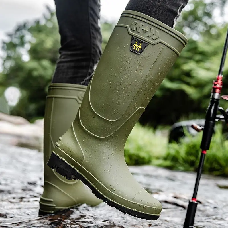 Unisex High-Top Lightweight Rain Boots Waterproof Slip-Resistant All-Season Fishing Kitchen Car Wash Large Size Shoes