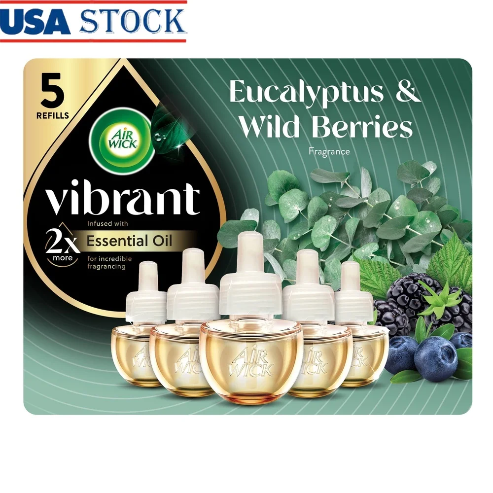 

Яркие подключаемые ароматические масляные освежители воздуха, наполнители, эвкалиптовые дикие ягоды, 5-счетный непрерывный аромат, пространство для домашнего офиса