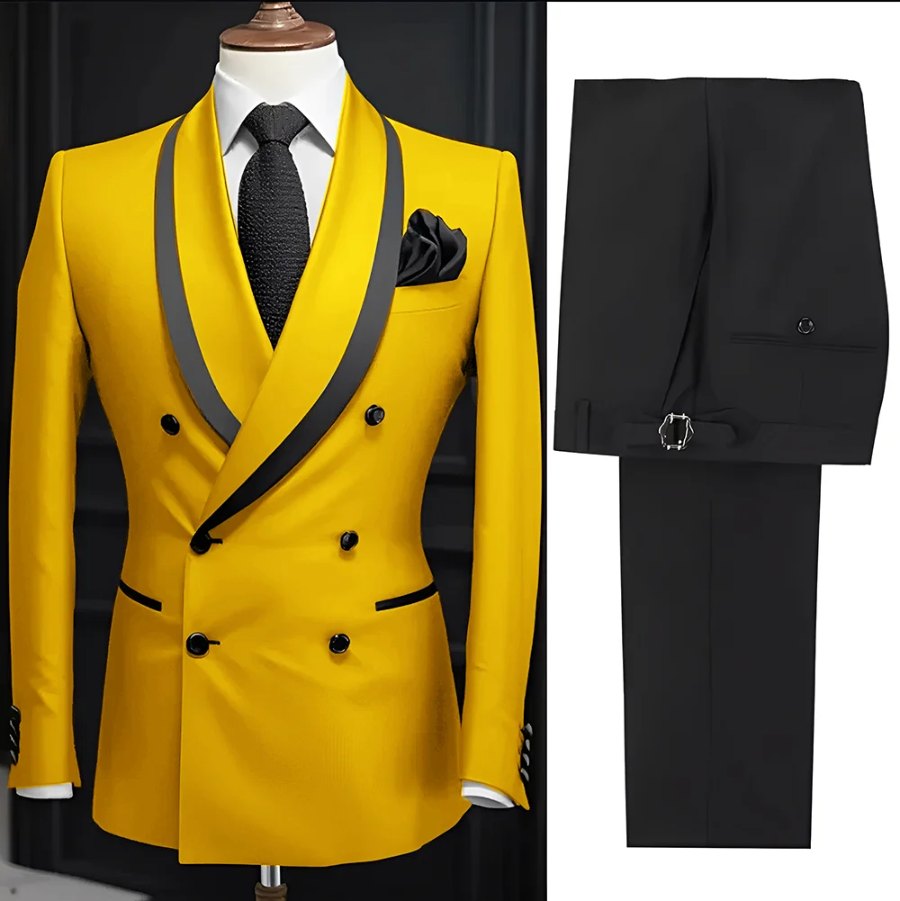 

Men Suit Slim Fit Shawl Lapel Formal Wedding Groom Party Casual Outfits 2 Piece Formal Men's Blazer Pants Tuxedo