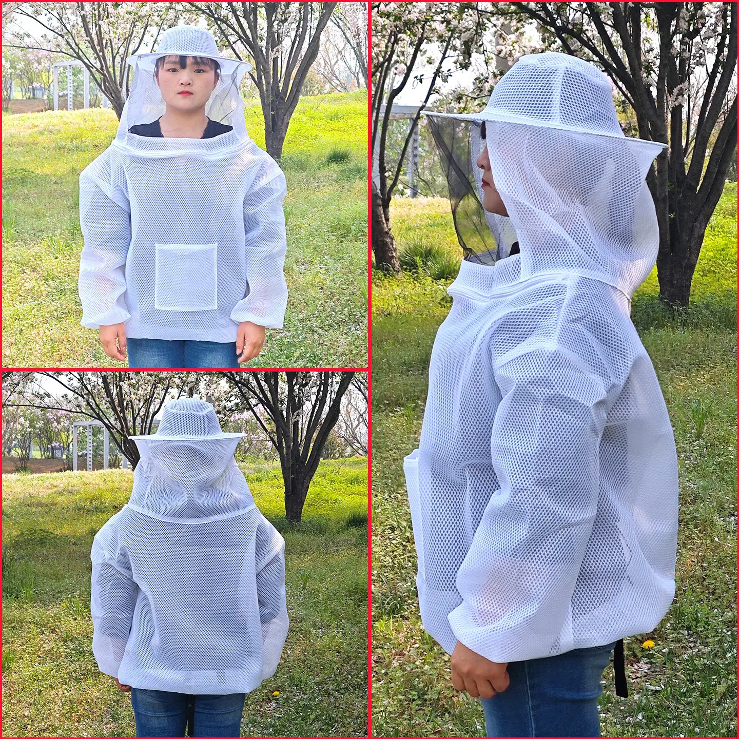 Professional Beekeeping Protective Jacket Smock Suit Bee Keeping Sleeve Beekeeper Breathable Clothes Clothing