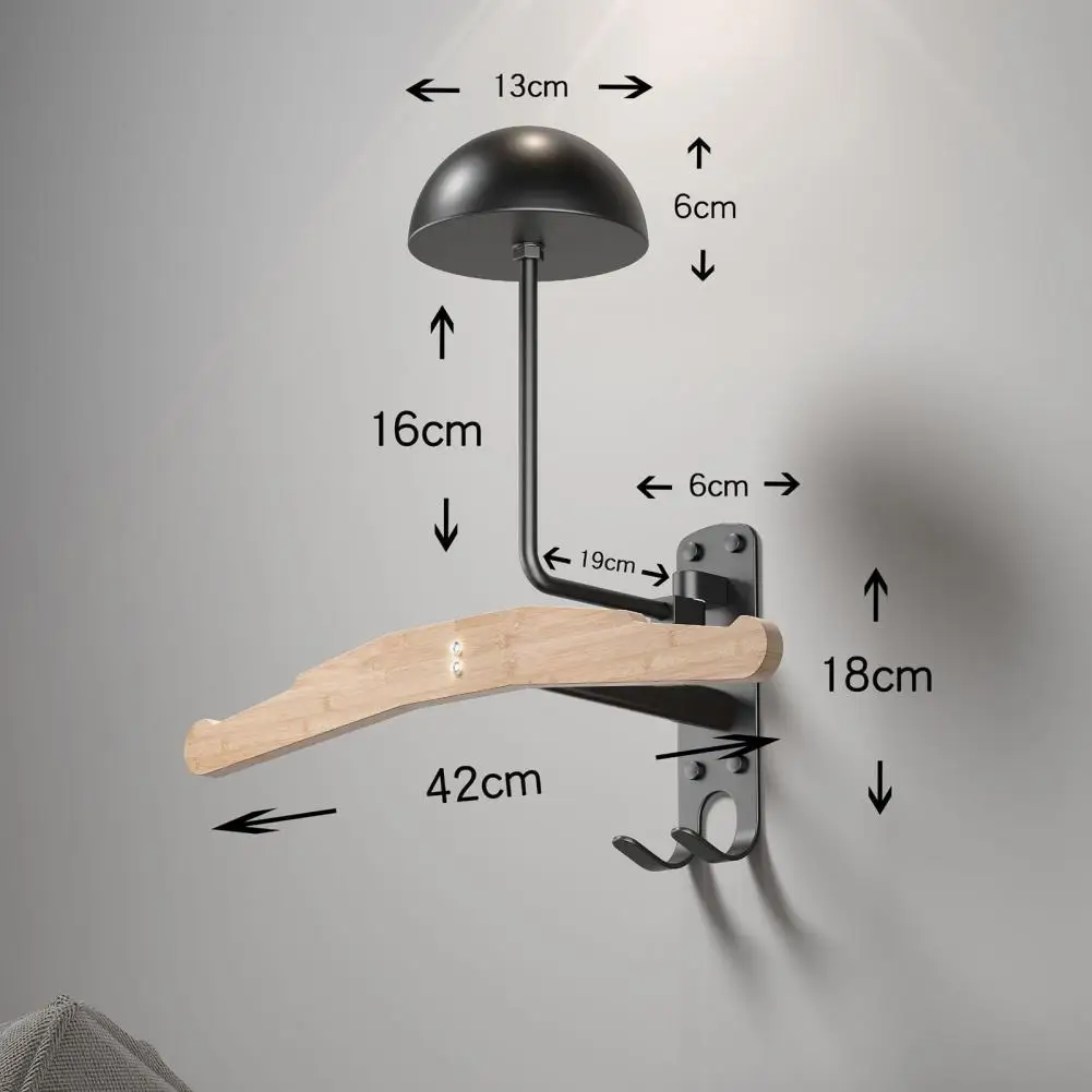 Helmet Organizer Wall-mounted Motorcycle Helmet Storage Holder with Coat Rack 180-degree Rotating Metal Helmet Hanger Strong