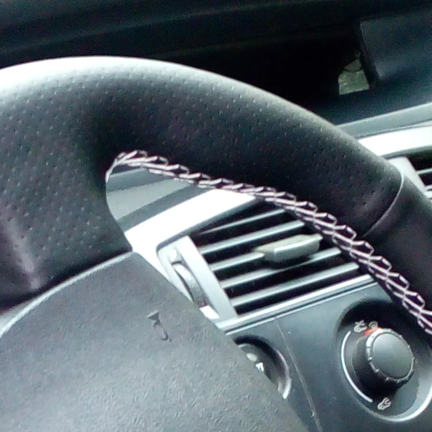 Black Faux Leather Car Steering Wheel Cover for Renault Megane 2 2002-2009 Scenic 2 2003-2010 Kangoo 2 2008-2013