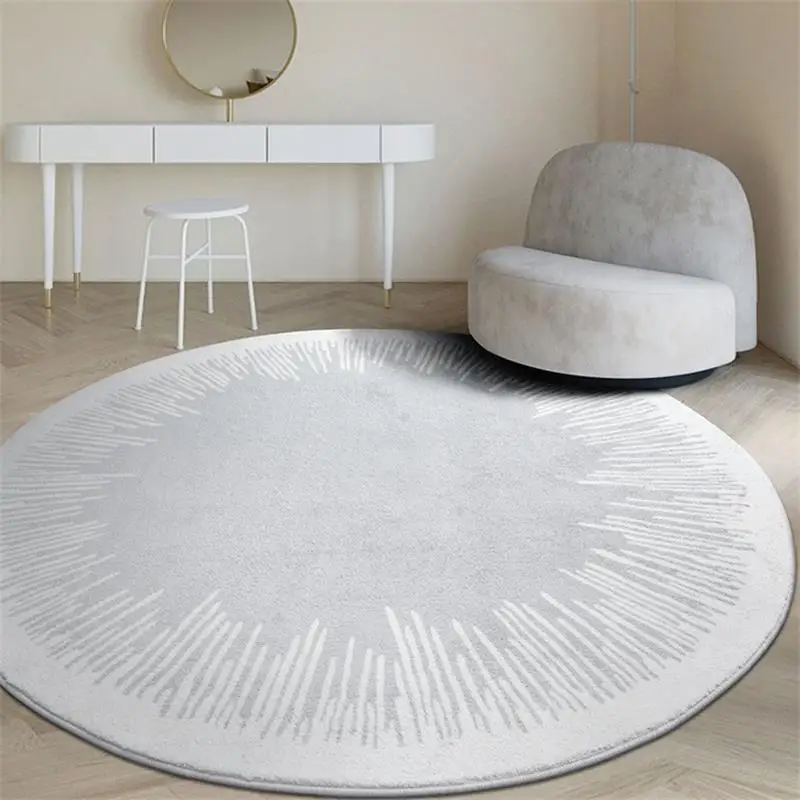 Nordic Minimalist Light Colored Round Carpet Home Soft Rugs Living Room Modern Computer Chair Floor Mats Kids Room Baby Play Mat