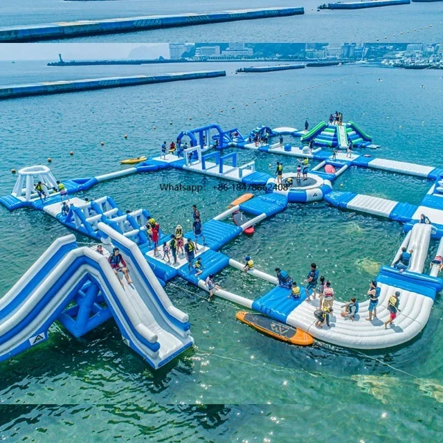 Outdoor Floating Giant Commercial Inflatable Water Park Equipment for Adults 15x30m 500kg Capacity TUVCE Certified