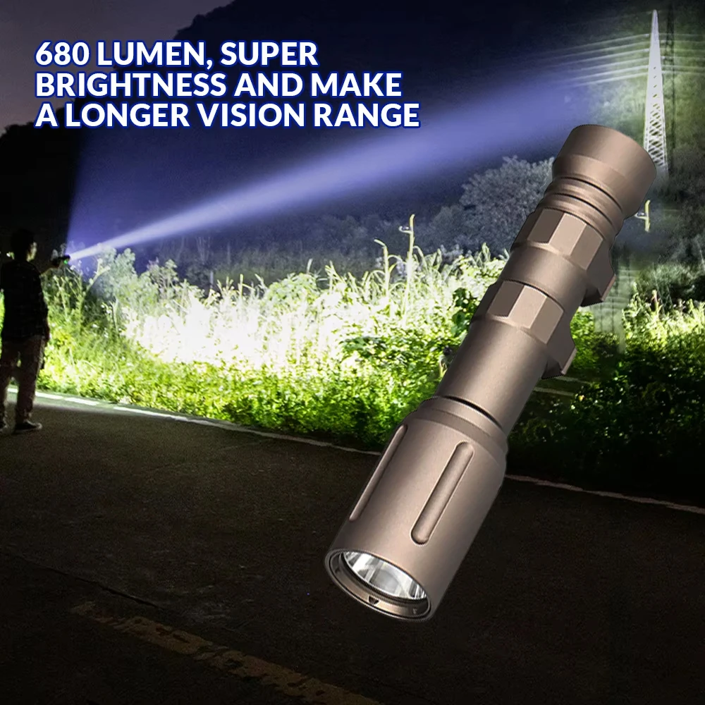 680 Lumens Waterproof LED Flashlight Aluminum Rechargeable Torch Light for Outdoor Hunting Camping