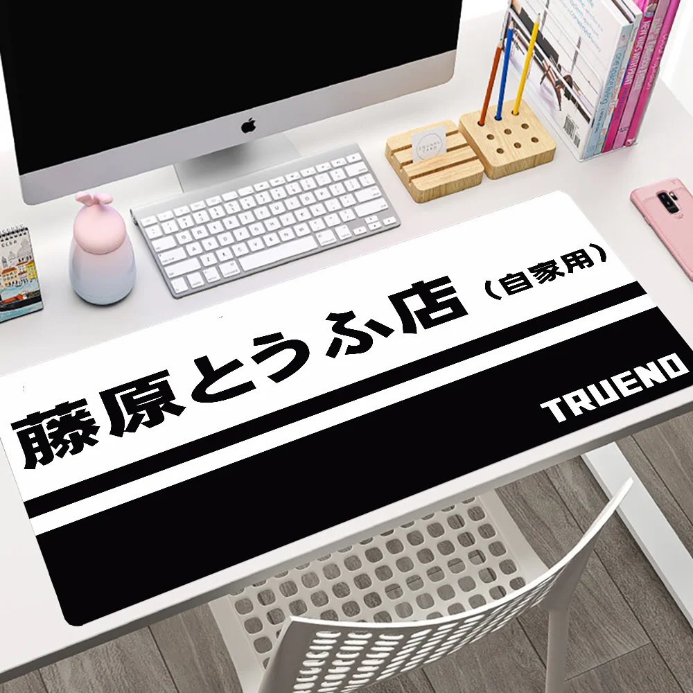 Black And White Manga Large Mice Mat Japanese Elements Mousepad Initial D Big Table Mat Rubber Keyboardpad Non-slip Carpet 90x40