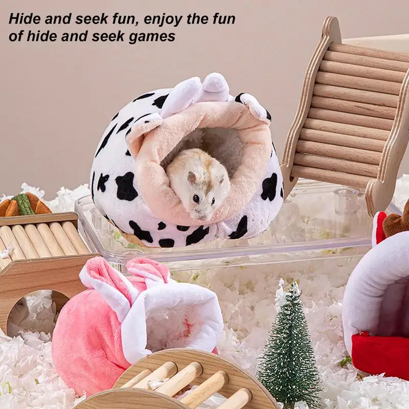 Hamster Beds Christmas Hamster Hideout for Guinea Pig Accessories Hamster Cage Rodents Hammock Rabbit Bed House Supplies