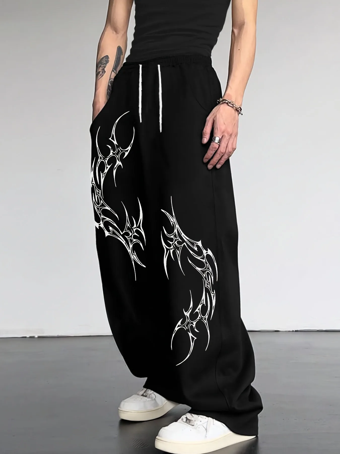 Gothic Angel Dark Wind Men'S Casual Athletic Loose Straight Long Pants Spring New Style Campus Trendy Essential