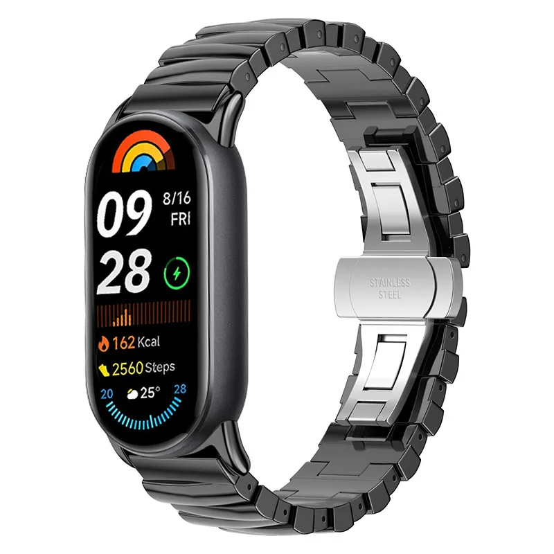 Bracelet en acier inoxydable pour Xiaomi Mi Band 9, métal irrégulier, bracelet intelligent universel, 14mm