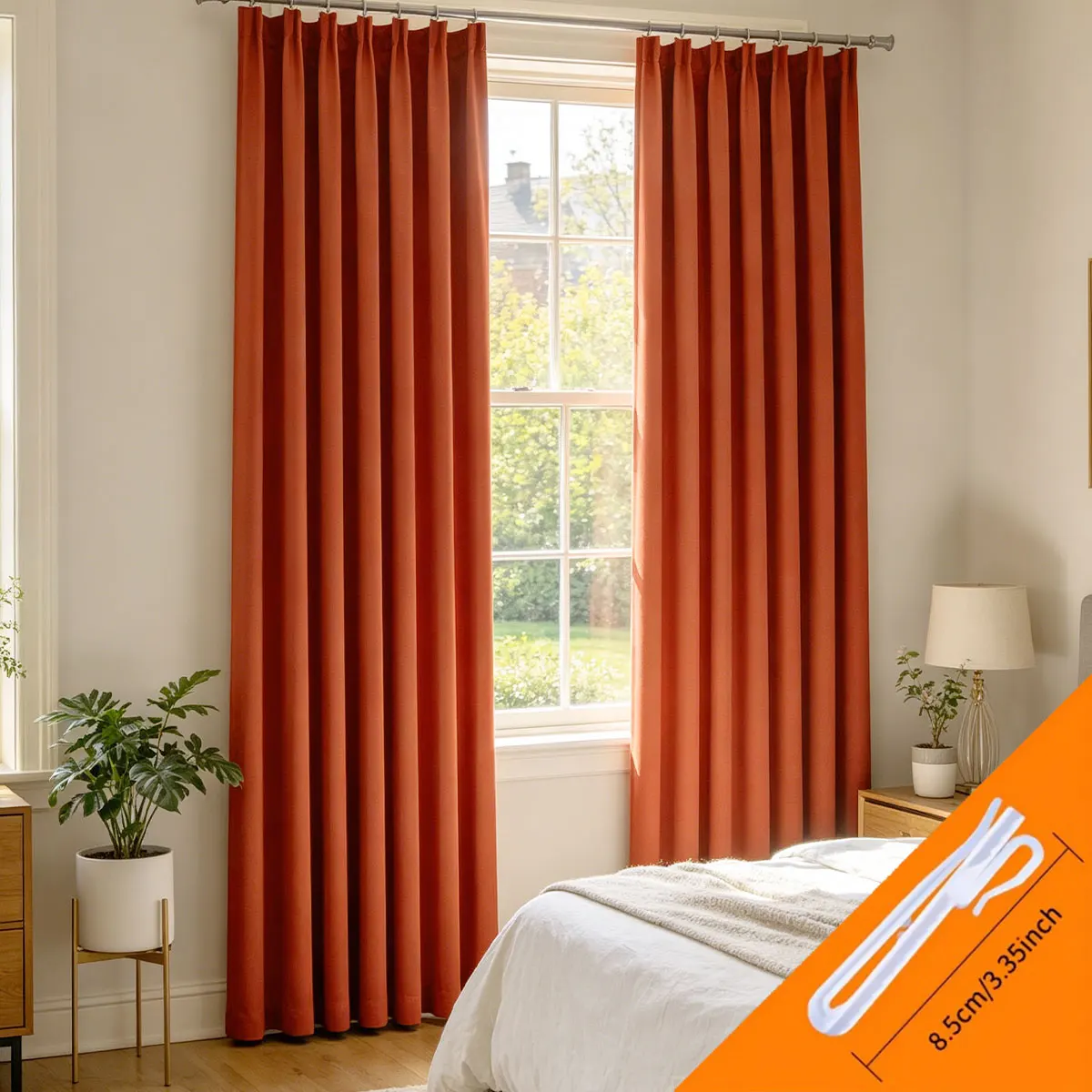 

2 Pieces Solid Burnt Orange Velvet Curtains, Contemporary Chic Style, Noise Reducing Room Darkening Curtains for Living Room
