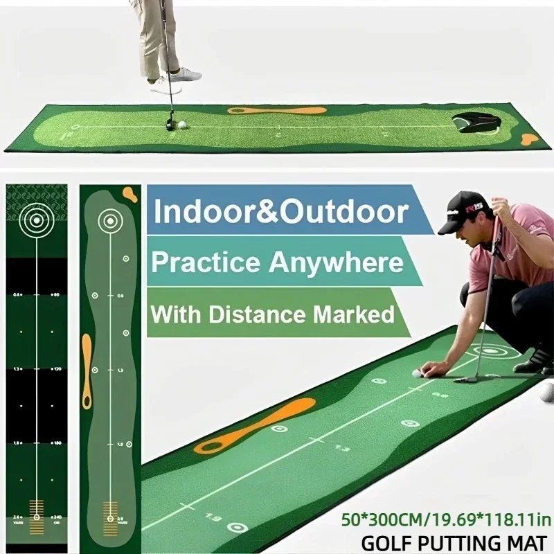 Indoor and outdoor training putter mat, washable, non-slip, golf carpet, training exercises, 50x300cm