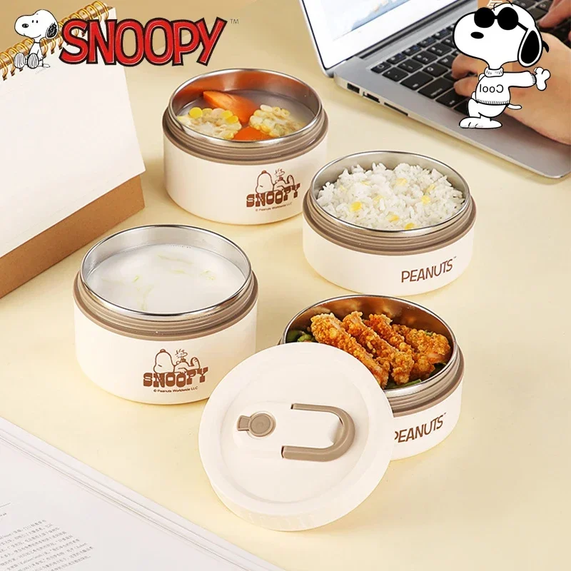 Snoopy scatola da pranzo per cartoni animati in acciaio inossidabile 304 animazione carina isolamento termico portatile di grande capacità Bento Box