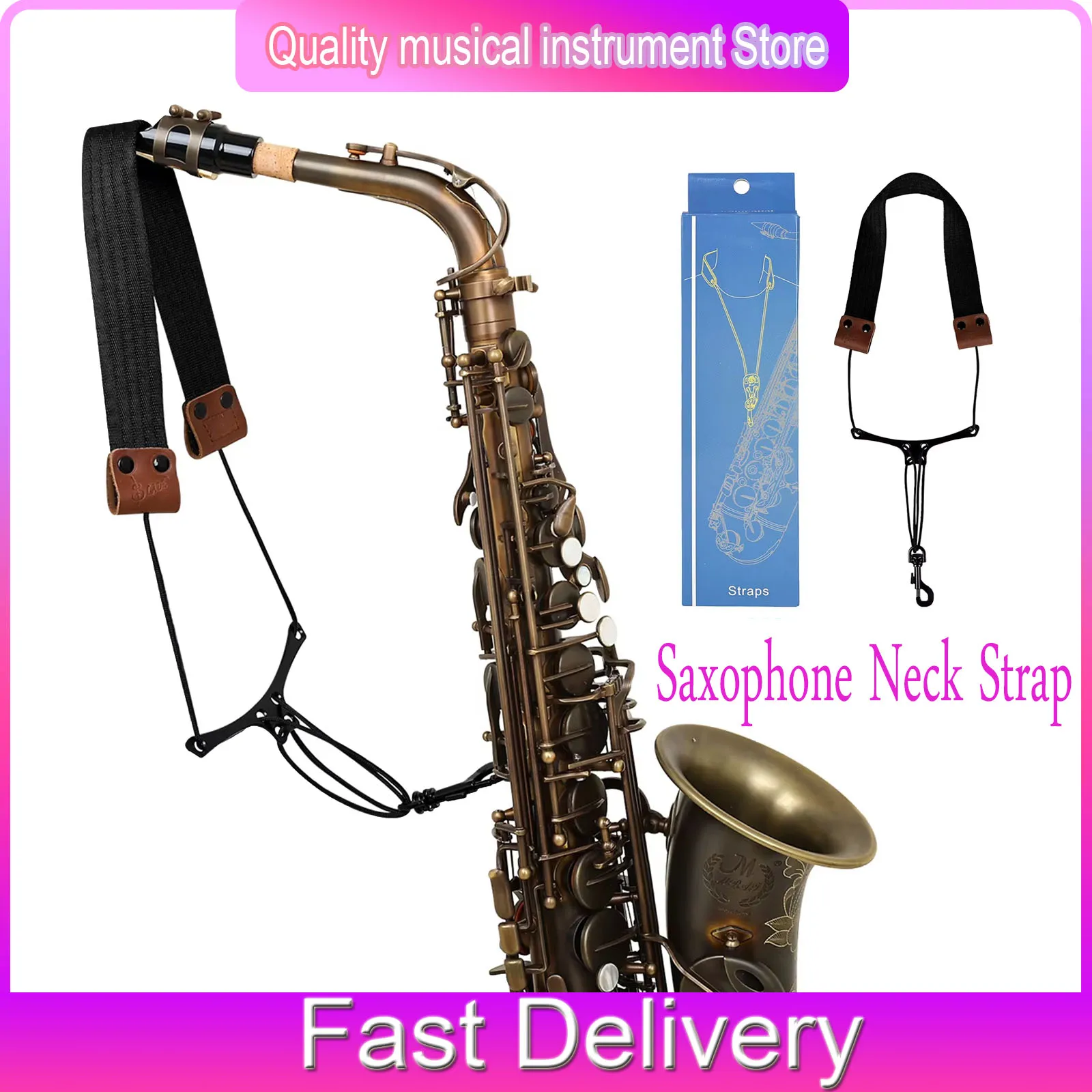 

Ремешок для саксофона SLADE из воловьей кожи, прочный и долговечный, подходит для выступлений, запчасти для деревянных духовых инструментов