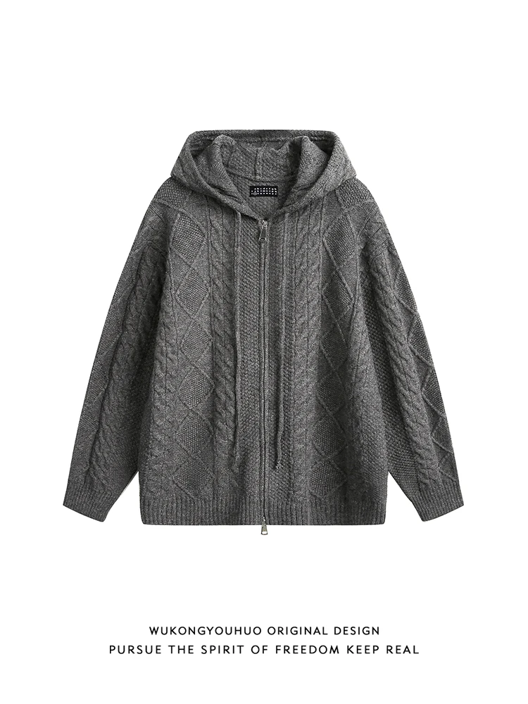 

Древний ленивый ветровой кардиган с капюшоном, вязаный свитер, куртка, мужская модная брендовая универсальная повседневная куртка премиум-класса