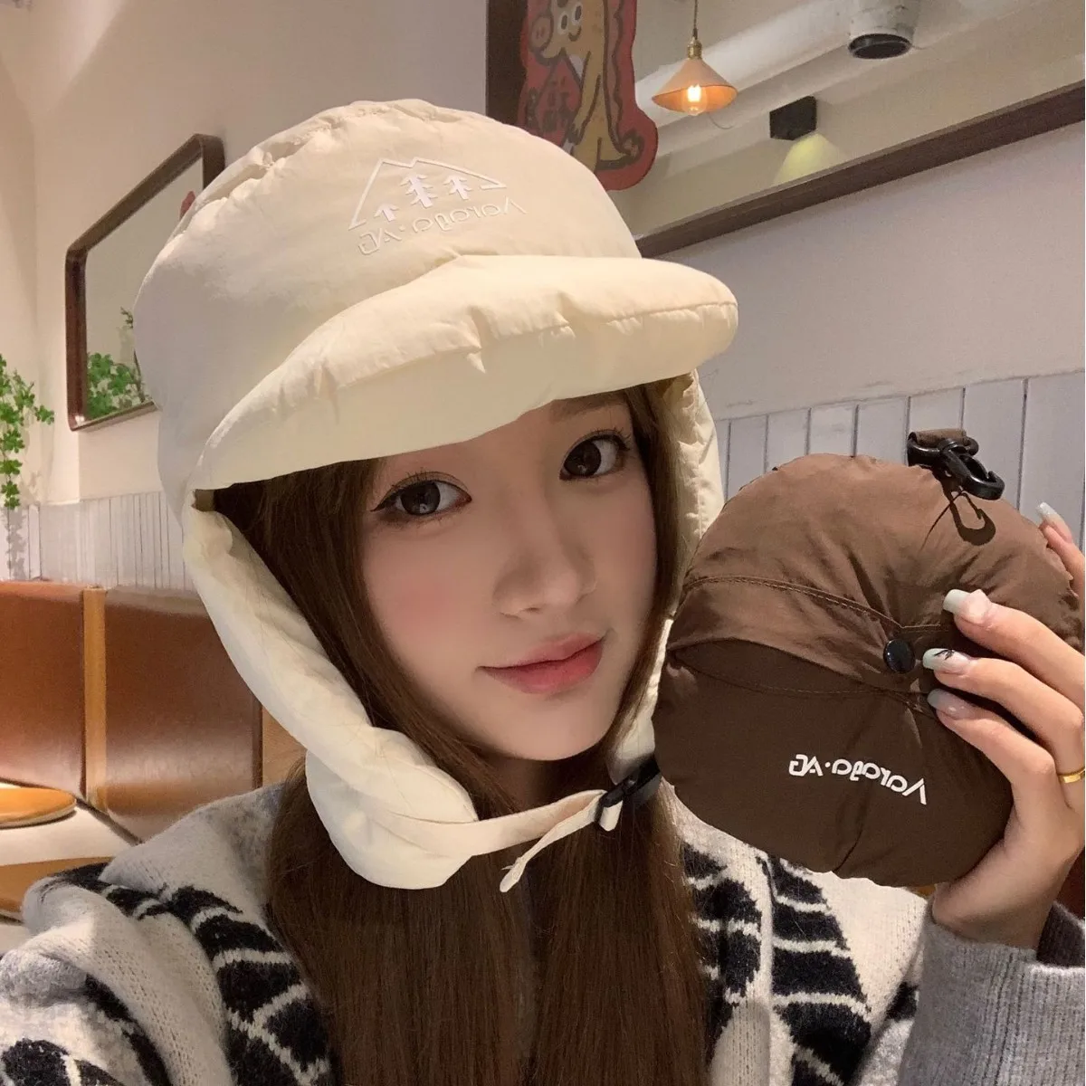padded hats for women autumn winter caps with brim solid color cute bomber hats