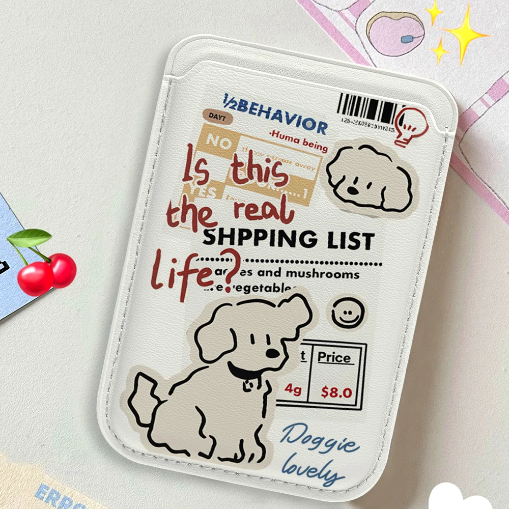 Doggie Lovely Leder-Kartenetui Handyhülle Kartenhalter für Magnetische Hülle Geeignet für alle iPhone Magsafe Karten-Handy-Rückseiten-Taschen – Detail 3