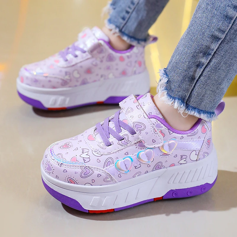 Nuove scarpe da pattinaggio a rotelle alla moda per bambini Comode scarpe da pattinaggio a rotelle per fitness all'aperto per ragazze Taglia 29-40