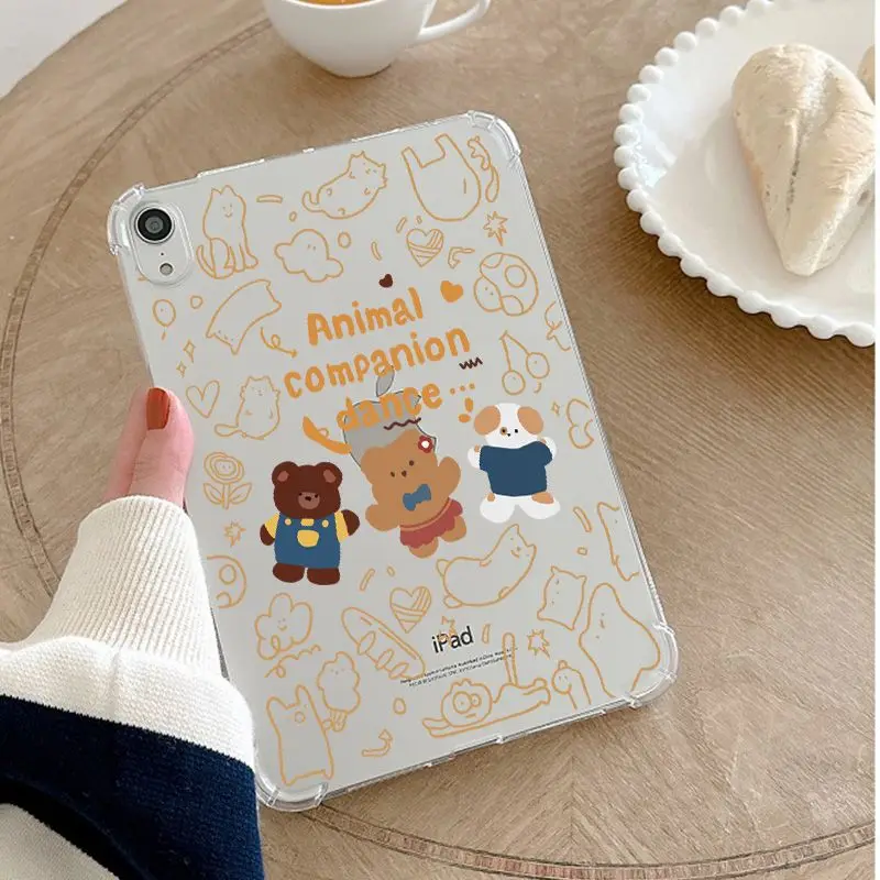 Simple Designed Cartoon Case For iPad Pro 11 13in 2025 iPad Pro 12.9in Air7 10th 11th M4 M5 4-corner Anti-fall Protective Cover