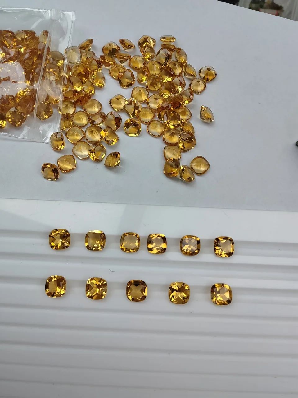 Wholesale 10pcs Genuine Citrine 5mm 6mm 7mm 8mm Square Brilliant-cut Semi-Precious Gemstone Cabochon Ring Face For Jewelry