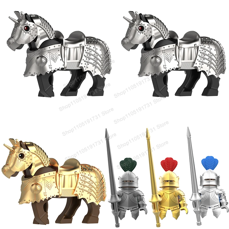 中世ゴシック騎士騎兵ビルディングブロック戦争馬アクションフィギュア剣ヘルメットアクセサリーおもちゃ子供のためのギフト