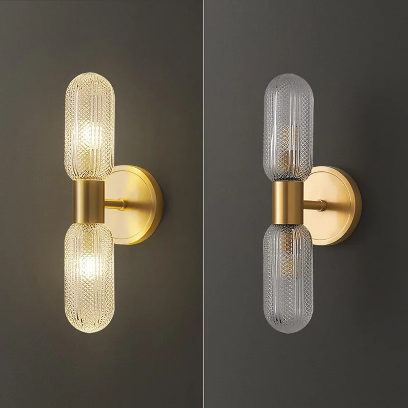 Imagem -03 - Minimalista Vidro Led Wall Lights Brass Decor Home Sconce Sala de Estar Sala de Jantar Quarto Cabeceira Iluminação Interior