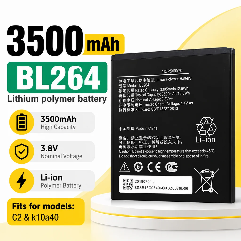 BL264 / BL-264 3500mAh Lithium Rechargeable Battery Replacement for Lenovo C2 K10a40 Mobile Phone Repair With Built-in Cell