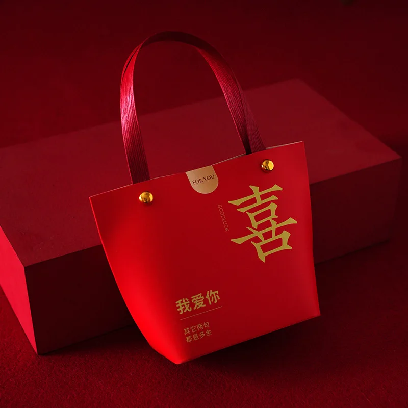 Wedding Candy Box Handheld Marriage Sugar Box Empty Box for Bridal Gifts Transparent Packaging Bag for Wedding Supplies