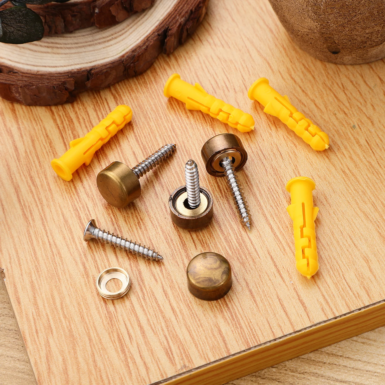 16 مجموعة من مسامير التنصت الذاتية مع أغطية زخرفية مشابك مرآة عتيقة برونزية لأجهزة الأثاث الزجاجي المثبت على الحائط