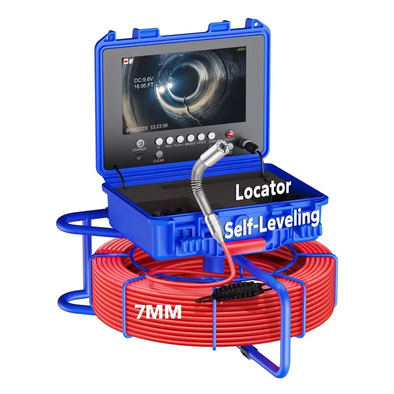 

【Popular】【Popular】9" DVR Pipe Inspection 7mm 60M Diameter IP68 Drain Sewer Pipeline Industrial for Blocked/slow Draining Plumb