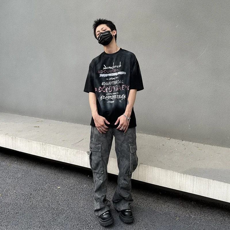 Retro High Street Multi-pocket Workwear Jeans Men Camouflage Loose Casual Personality Pants Men Trousers Male Clothes