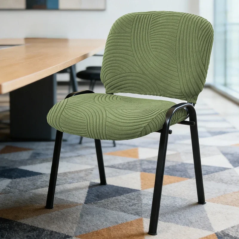 Elastic Conference Room Office Chair Cover, Curved Jacquard Universal Non-slip Chair Cover for Home Computer Desk Chair