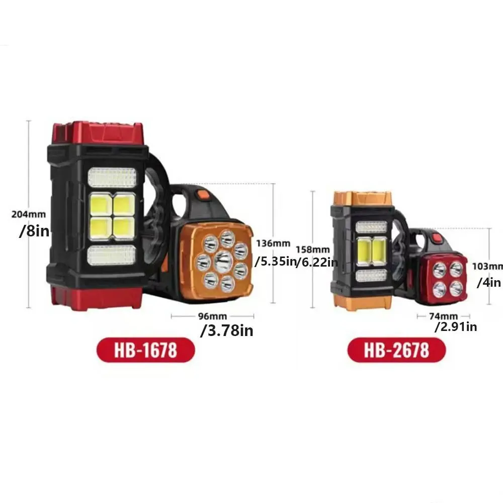 Portable High Power Solar Portable Searchlight 4 Gear USB Rechargeable Torch Work Light Strong Light Emergency Flashlight Hiking