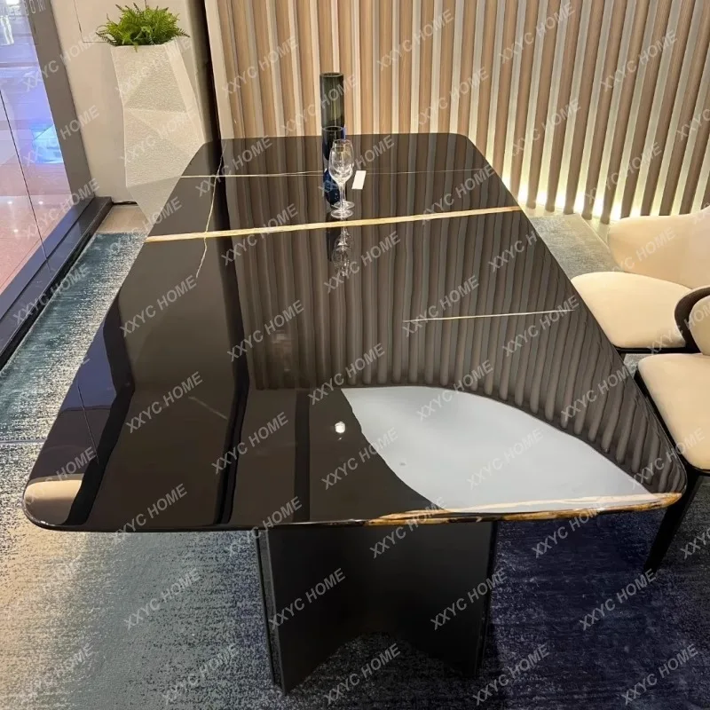 Natural marble, Lauren Black Gold Luxury Stone, high-end dining table, villa with a sense of sophistication, home light luxury
