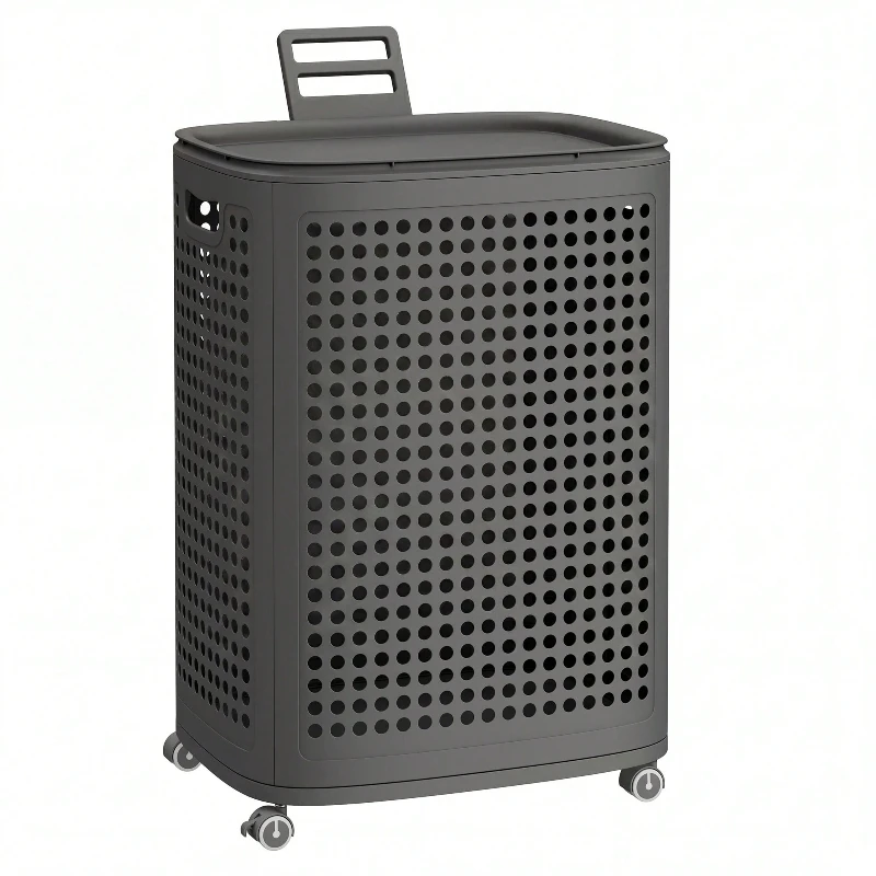 Laundry Hamper with Wheels 19.8 Gal Plastic Slim Storage Basket for Bathroom Bedroom