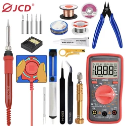 JCD Soldering Iron 908 Adjustable Temperatures 60W With Big Turn Button For Soldering Welding Equipment 110V220V And Multimeter